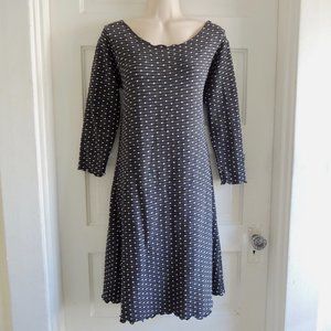 Luna Karina Potestio Black & Cream Polka Dot Cotton Knit Dress M
